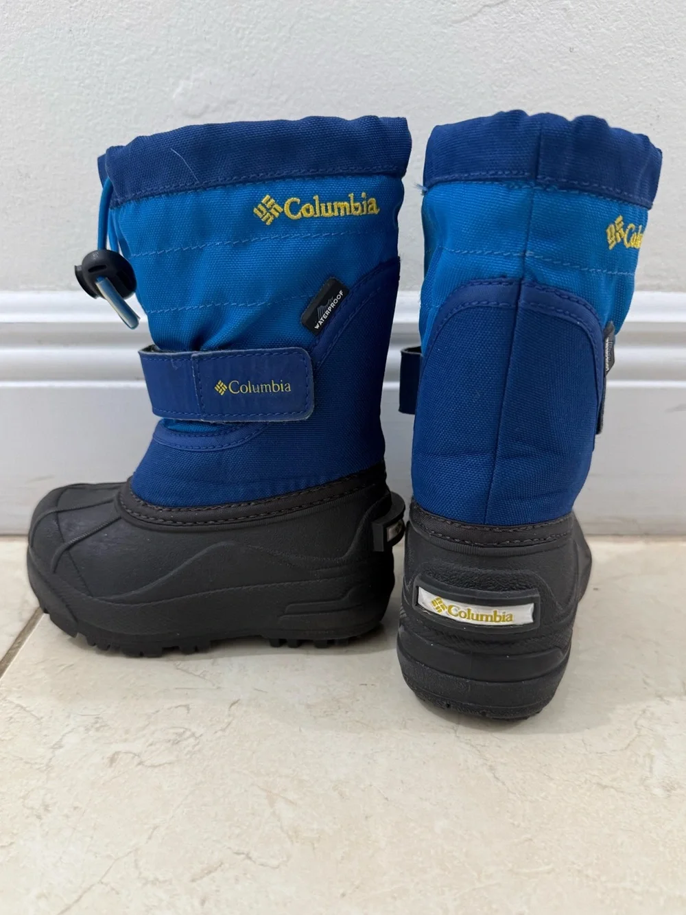 Columbia Powderbug Plus II Blue Boys' Waterproof Winter Boots Size 7 Toddler EUC